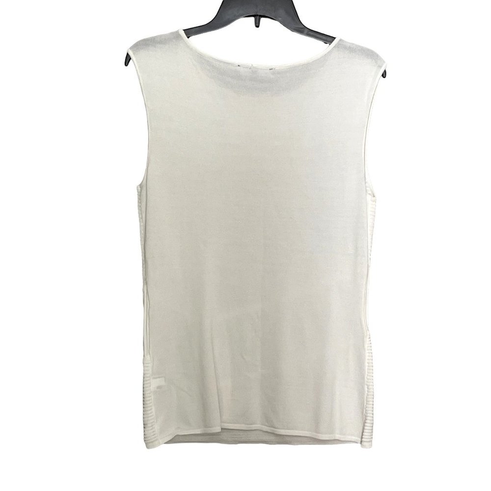 Antonio Melani White Sleeveless Top S Women's Rayon S Striped Textured NWOT - Picture 4 of 6